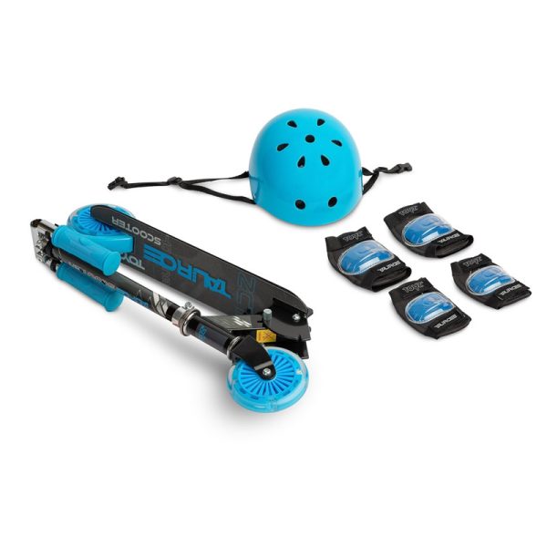 Scooter cu casca si cotiere si genunchiere Toyz TAURO blue 1