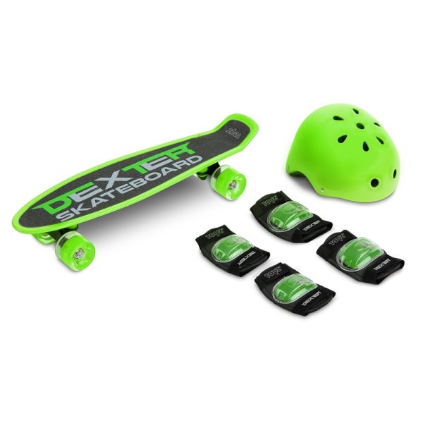 Skateboard cu casca si cotiere si genunchiere Toyz DEXTER verde