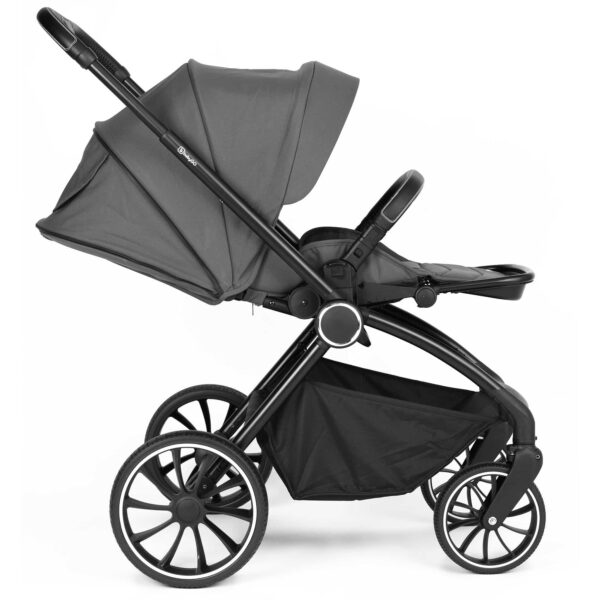 Carucior 3 in 1 BabyGo Harmony cu maner reglabil pe inaltime cadru Black Grey 4