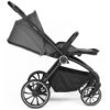 Carucior 3 in 1 BabyGo Harmony cu maner reglabil pe inaltime cadru Black Grey 7