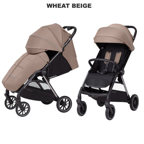 Carucior sport max 22 kg cu roti cauciuc si pliere automata Carrello DELTA Wheat Beige